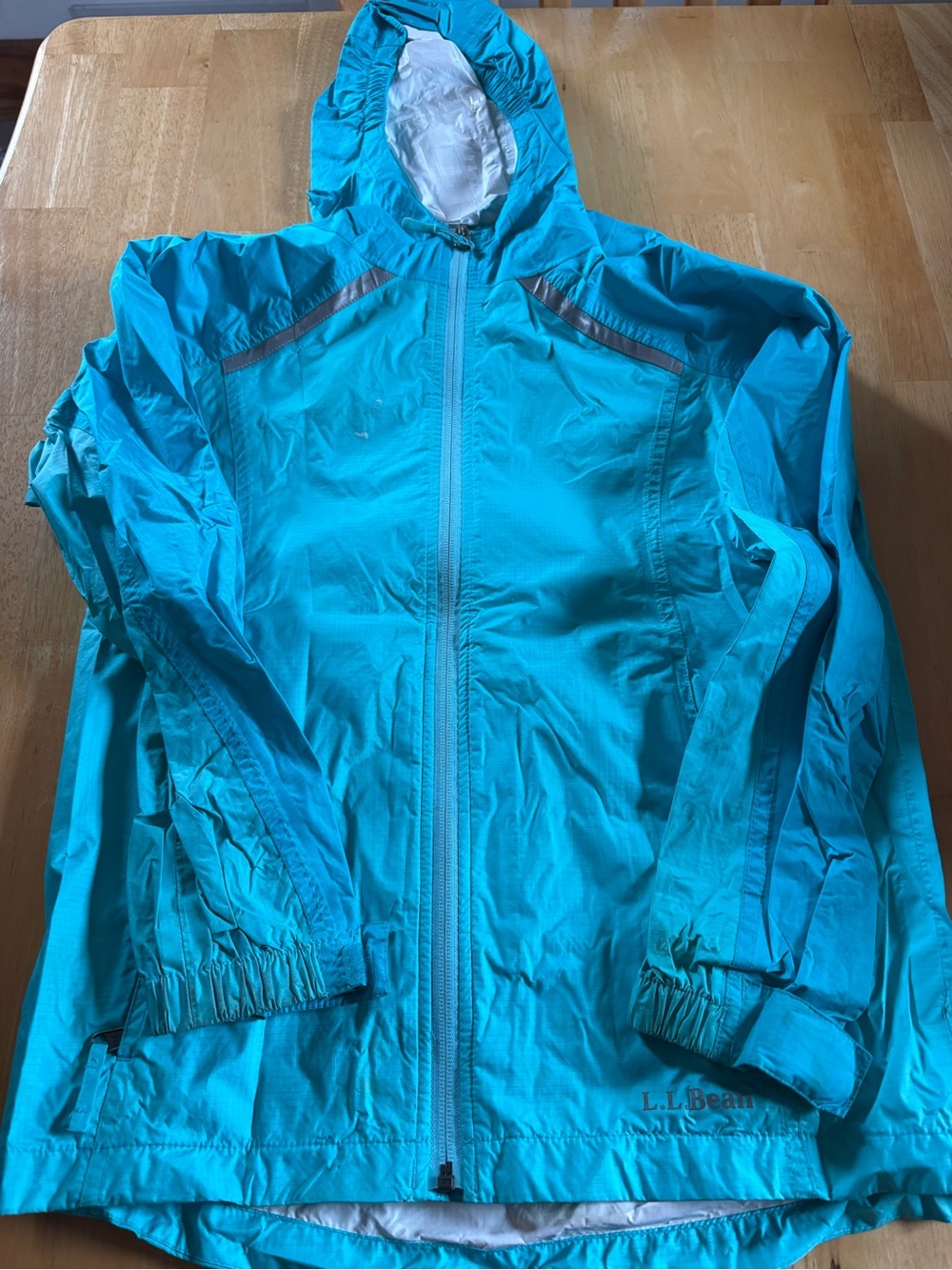 L.L. Bean Kids Teal Hooded Rain Jacket